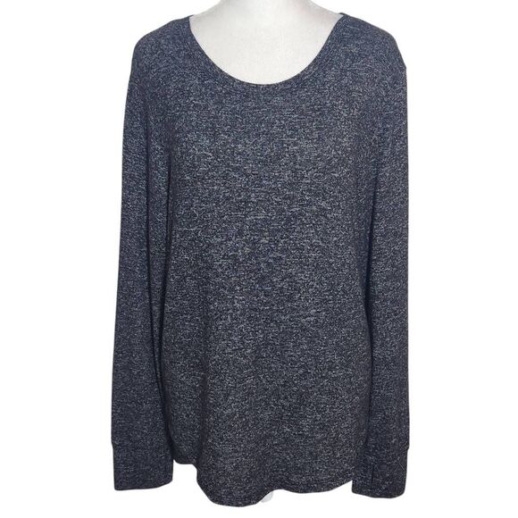 Cuddl Dud Heather Black Long Sleeve Knit Top Size Large Soft Knit Tee - Picture 1 of 8